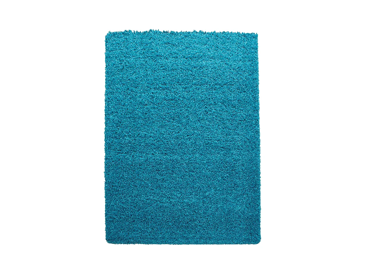 Tapis poils longs shaggy 200x290 rectangle tissé turquoise motif uni UNI L