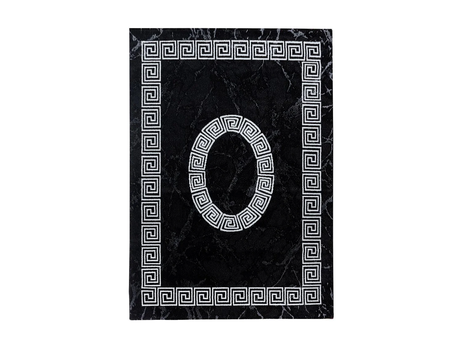 tapis salon 200x290 tissé noir et blanc rectangle motif baroque SAPURI