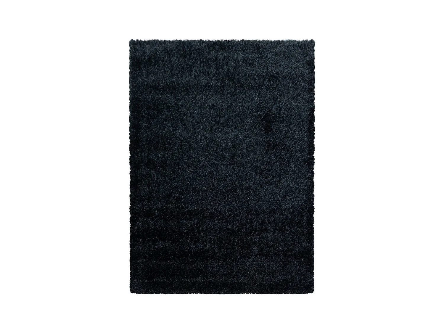 Tapis longs poils shaggy 160x230 rectangle tissé noir motif uni UNI A
