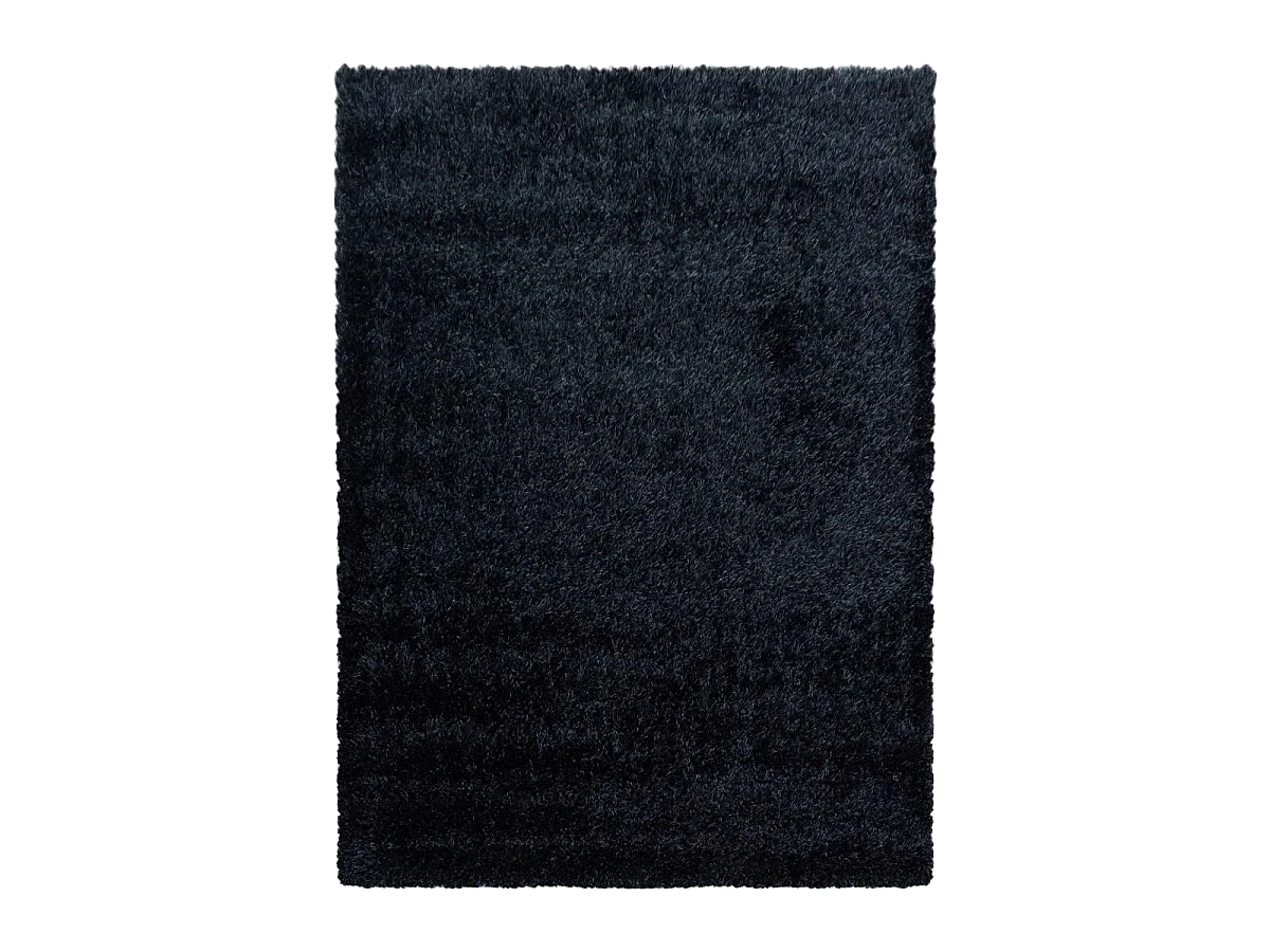 Tappeto Shaggy a pelo lungo 160x230 rettangolo intrecciato nero fantasia unita UNI A