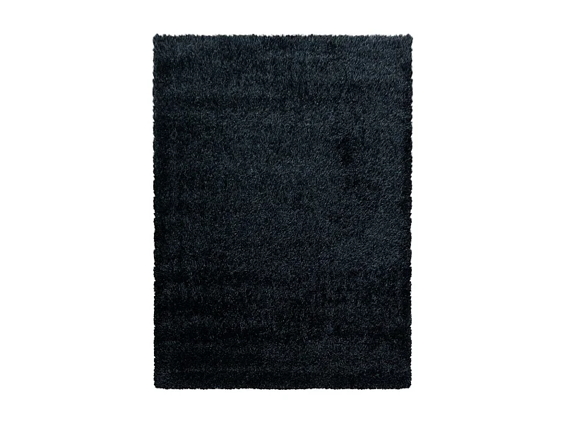 Tapis longs poils shaggy 160x230 rectangle tissé noir motif uni UNI A