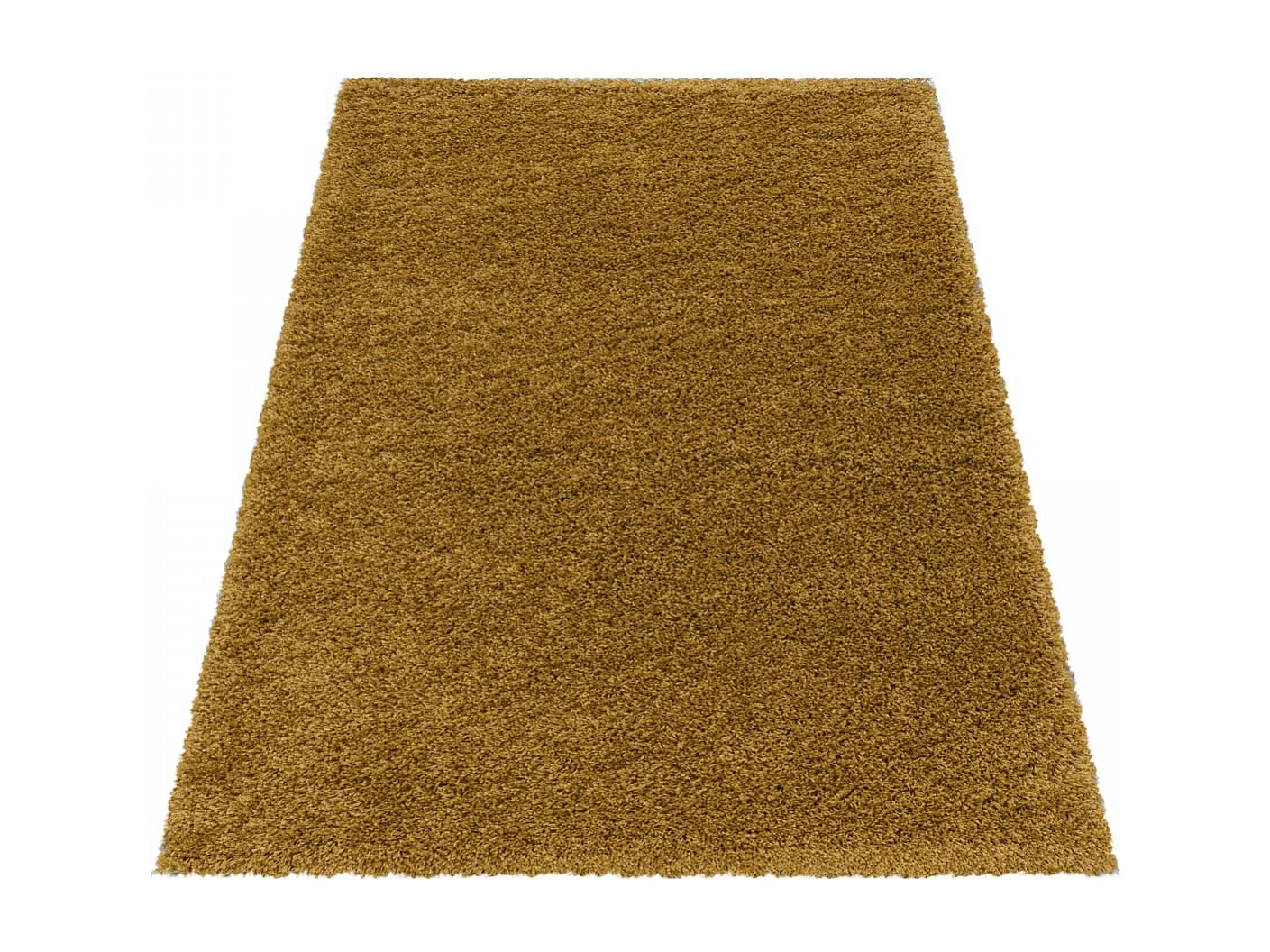 Tapis poils longs shaggy Ø120cm rond tissé or motif uni UNI I