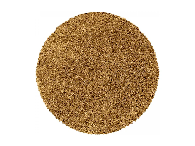 Tapis poils longs shaggy Ø120cm rond tissé or motif uni UNI I