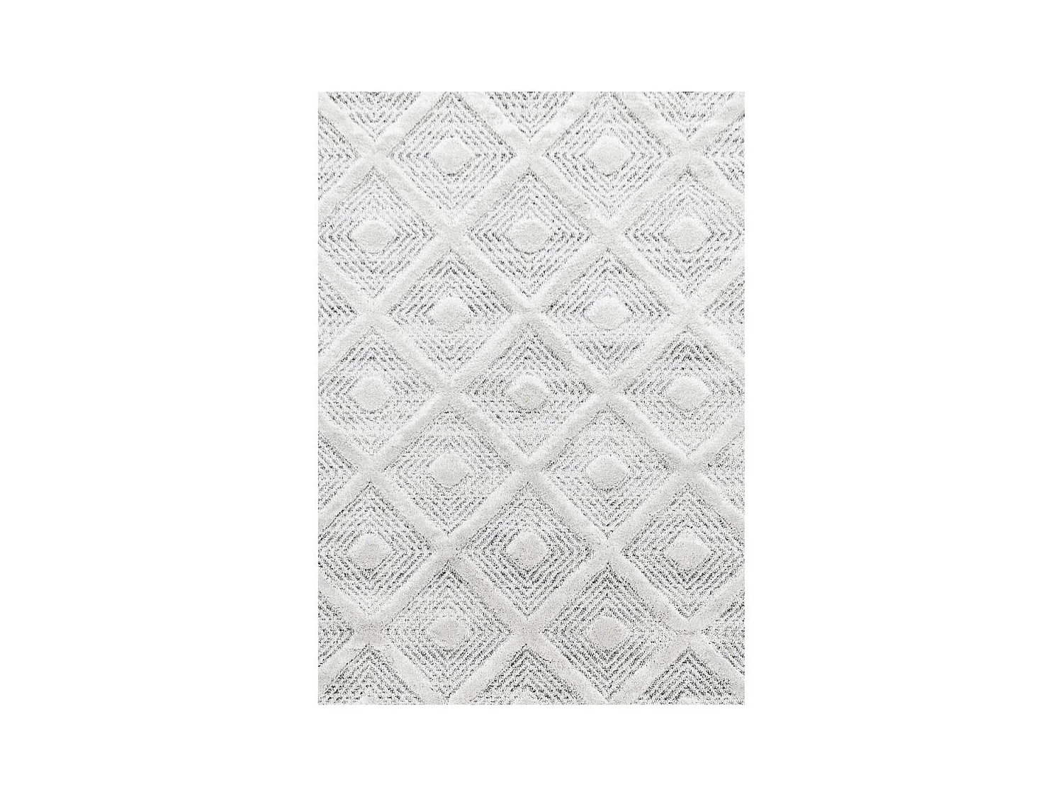 tapis cuisine Ø80cm tissé gris et blanc rond motif scandinave PISTIOUM