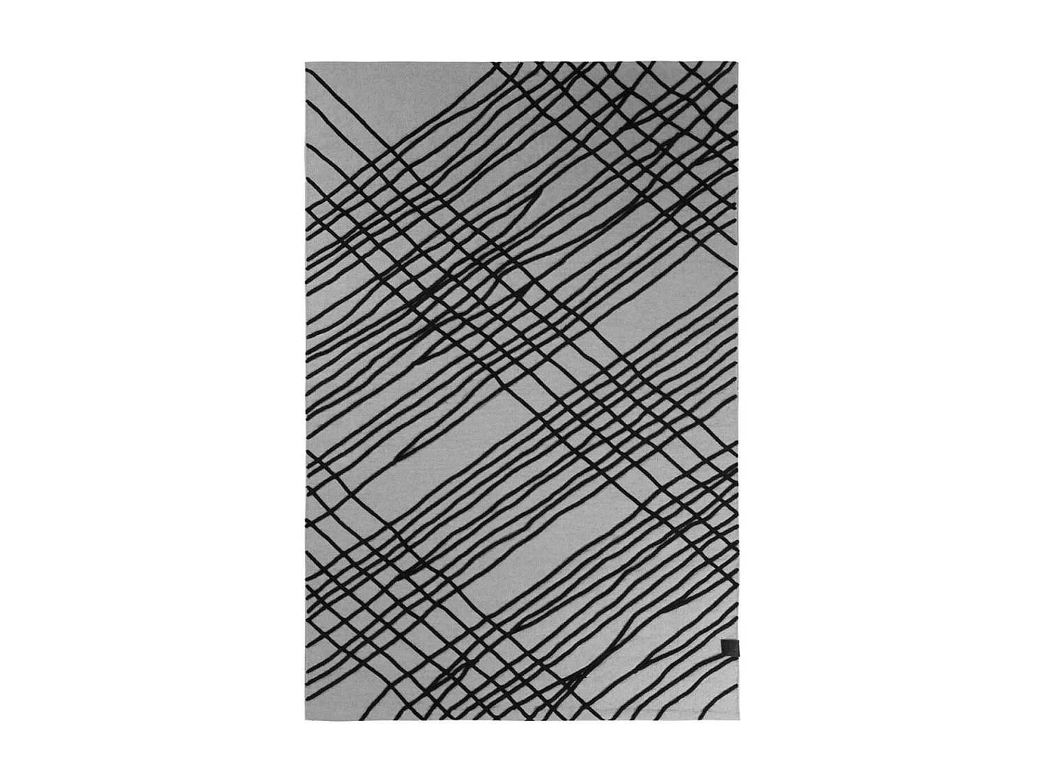 tappeto da soggiorno 160x230 tessuto in cotone grigio e nero con motivo geometrico rettangolare TUBE