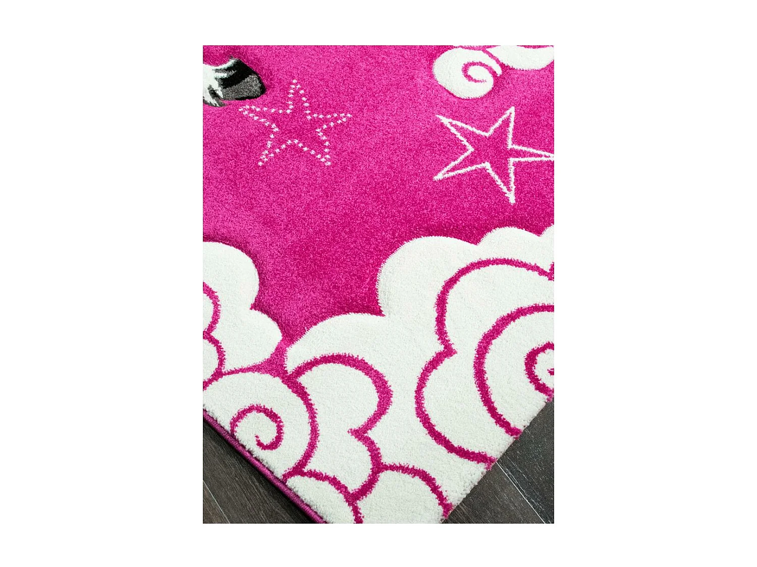 tapis chambre 160x230 tissé fuchsia rectangle motif enfant LICORNE