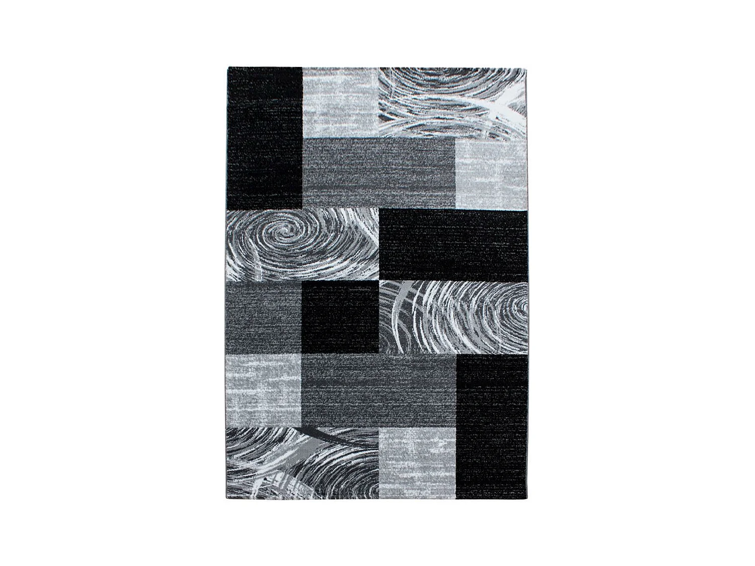 tapis cuisine 120x170 tissé noir et gris rectangle motif géométrique PLONI