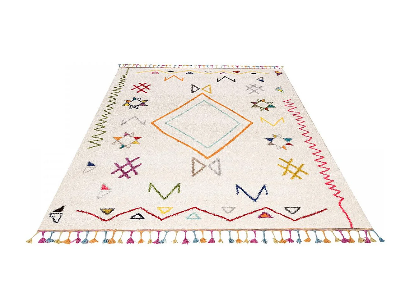 Alfombra bereber 40x60 tejida estampado étnico JADIDA crema