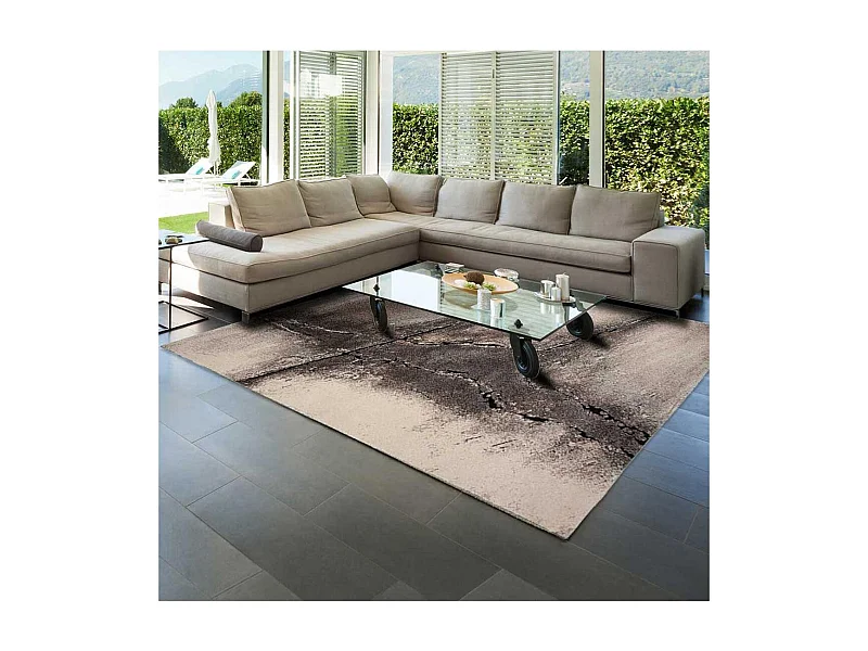tapis chambre 80x150 tissé gris rectangle motif abstrait TAMPI