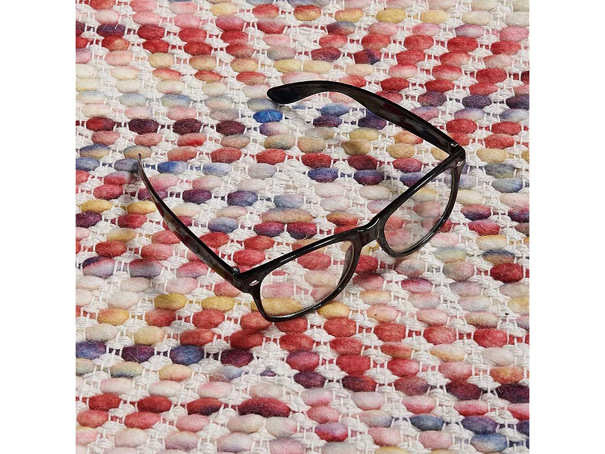 Tapis kilim 200x290 rectangle fait à la main en laine multicolore