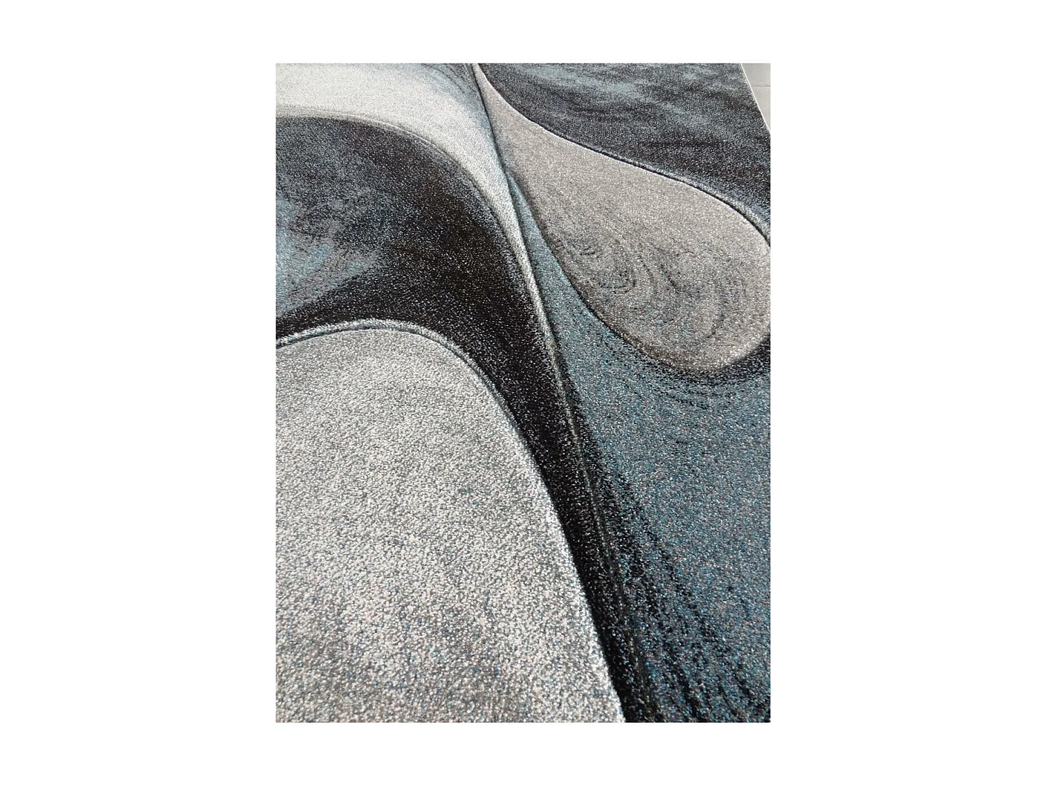 tapis salon Ø100cm tissé bleu et gris rond Motif rond GARCA