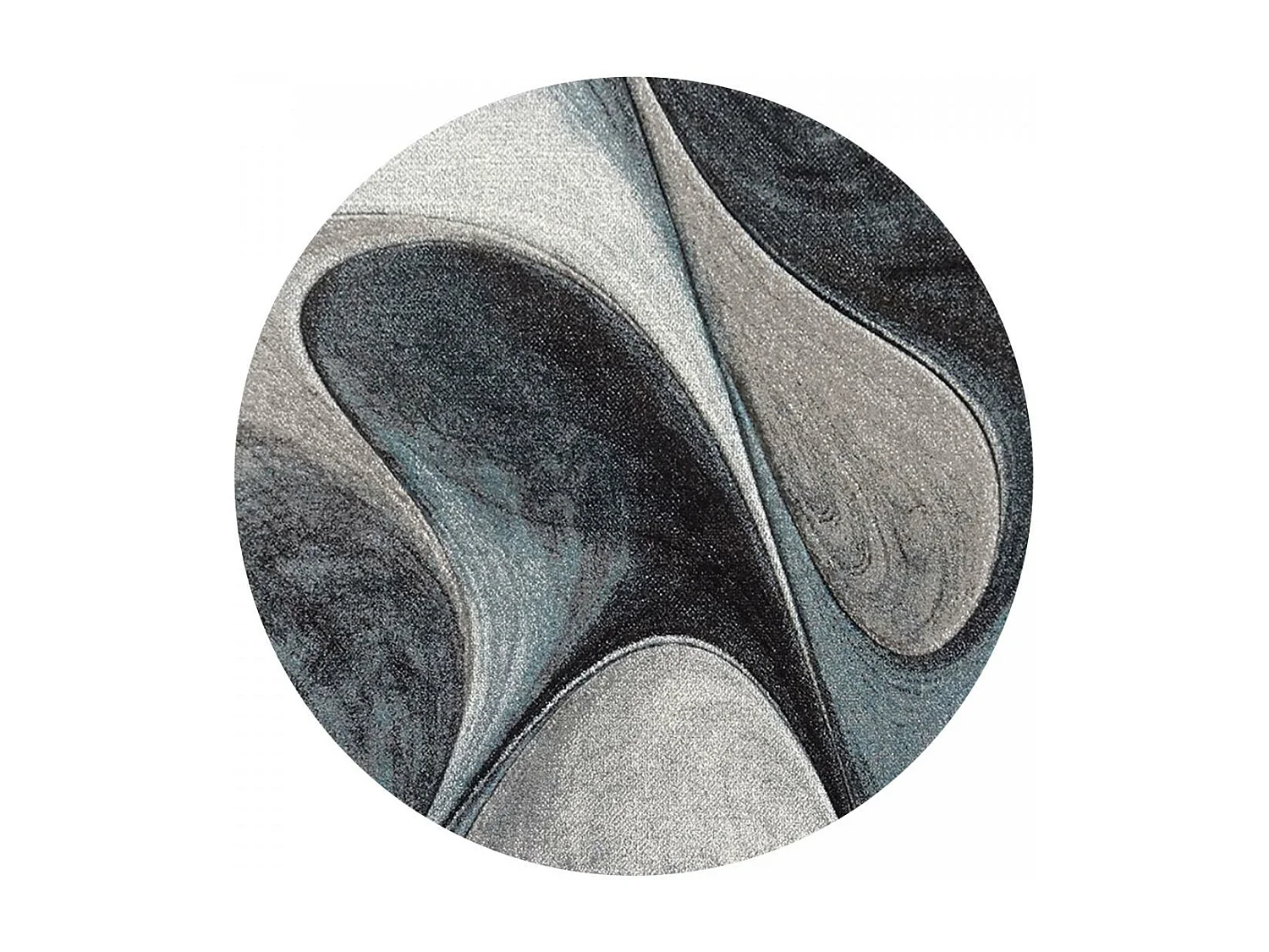 tapis salon Ø100cm tissé bleu et gris rond Motif rond GARCA