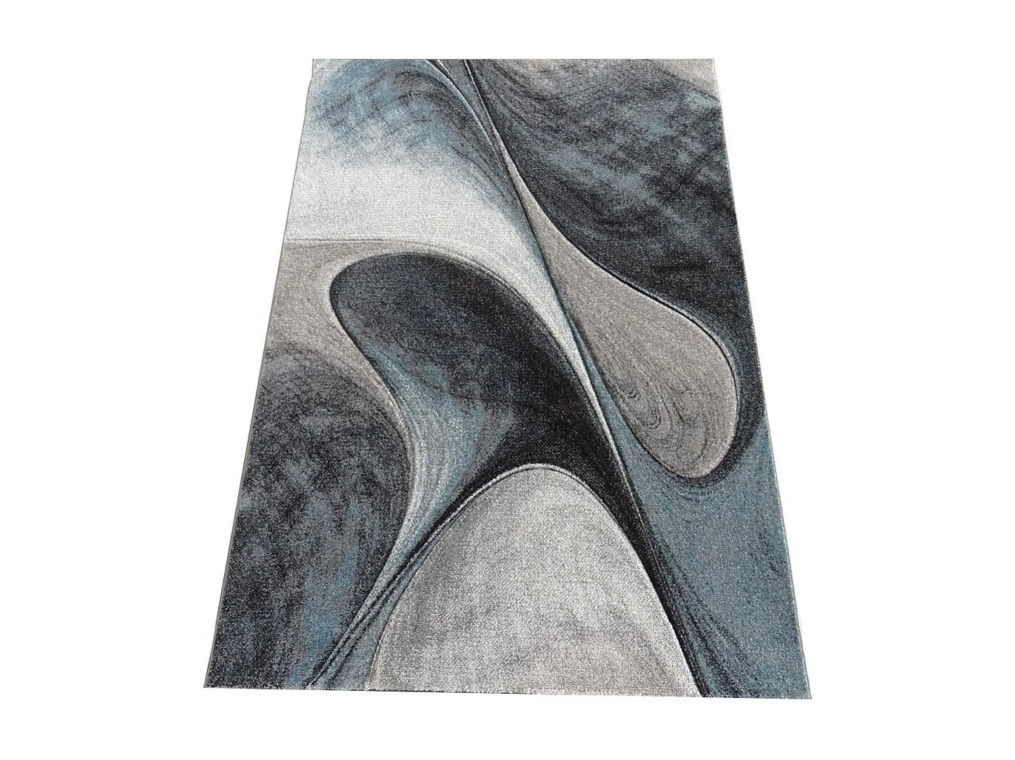 tapis salon Ø100cm tissé bleu et gris rond Motif rond GARCA