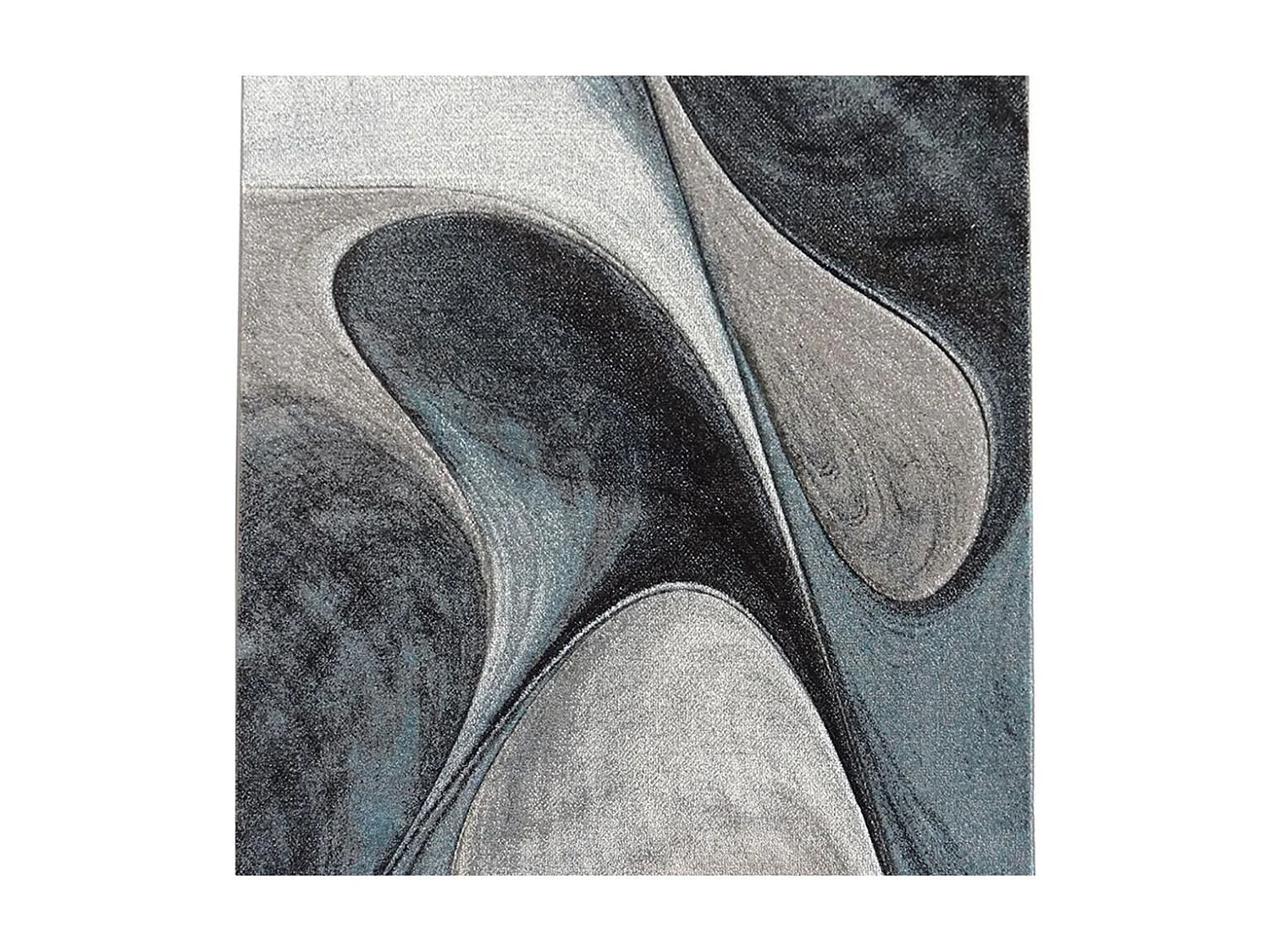 tapis salon Ø100cm tissé bleu et gris rond Motif rond GARCA
