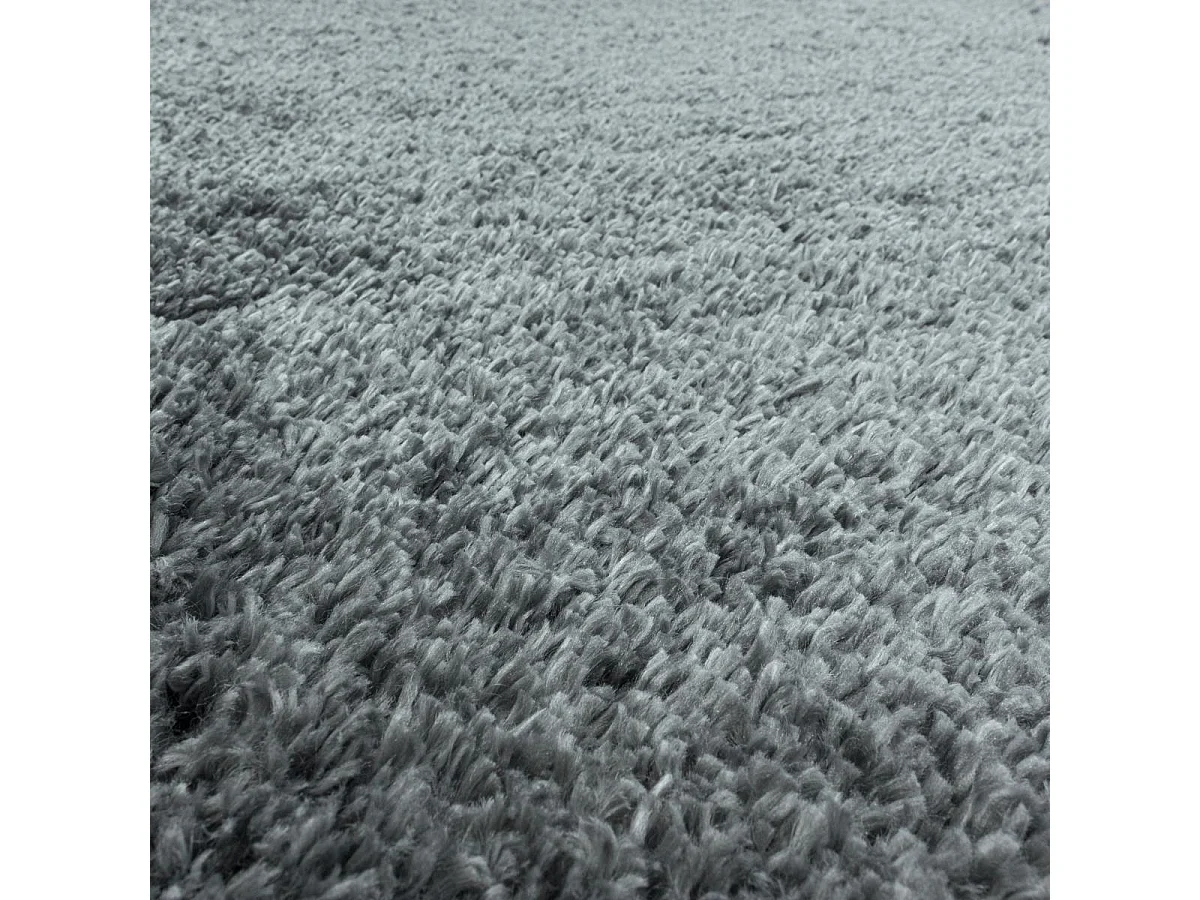 Tapis longs poils shaggy Ø120cm rond tissé gris motif uni UNI B