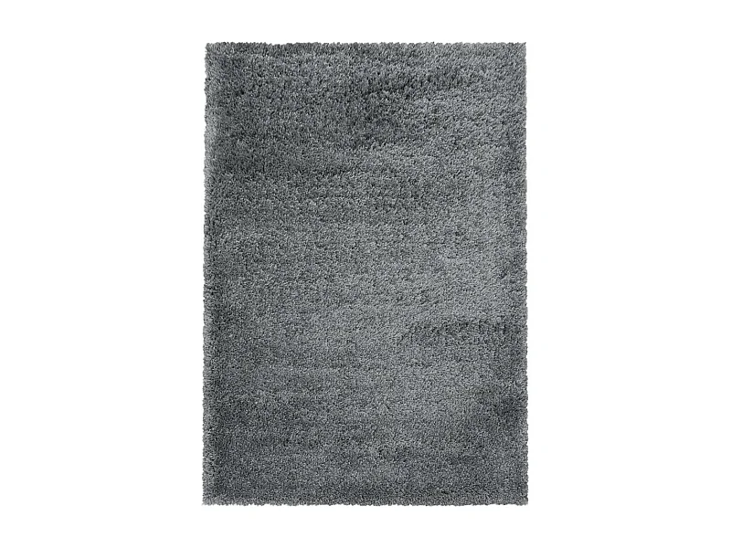 Tapis longs poils shaggy Ø120cm rond tissé gris motif uni UNI B