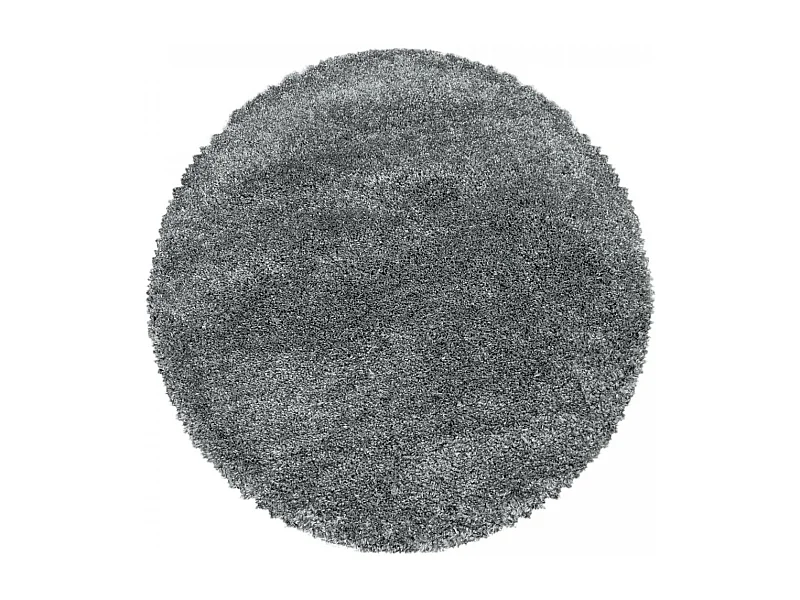 Tapis rond longs poils shaggy Ø120cm tissé gris motif uni UNI B