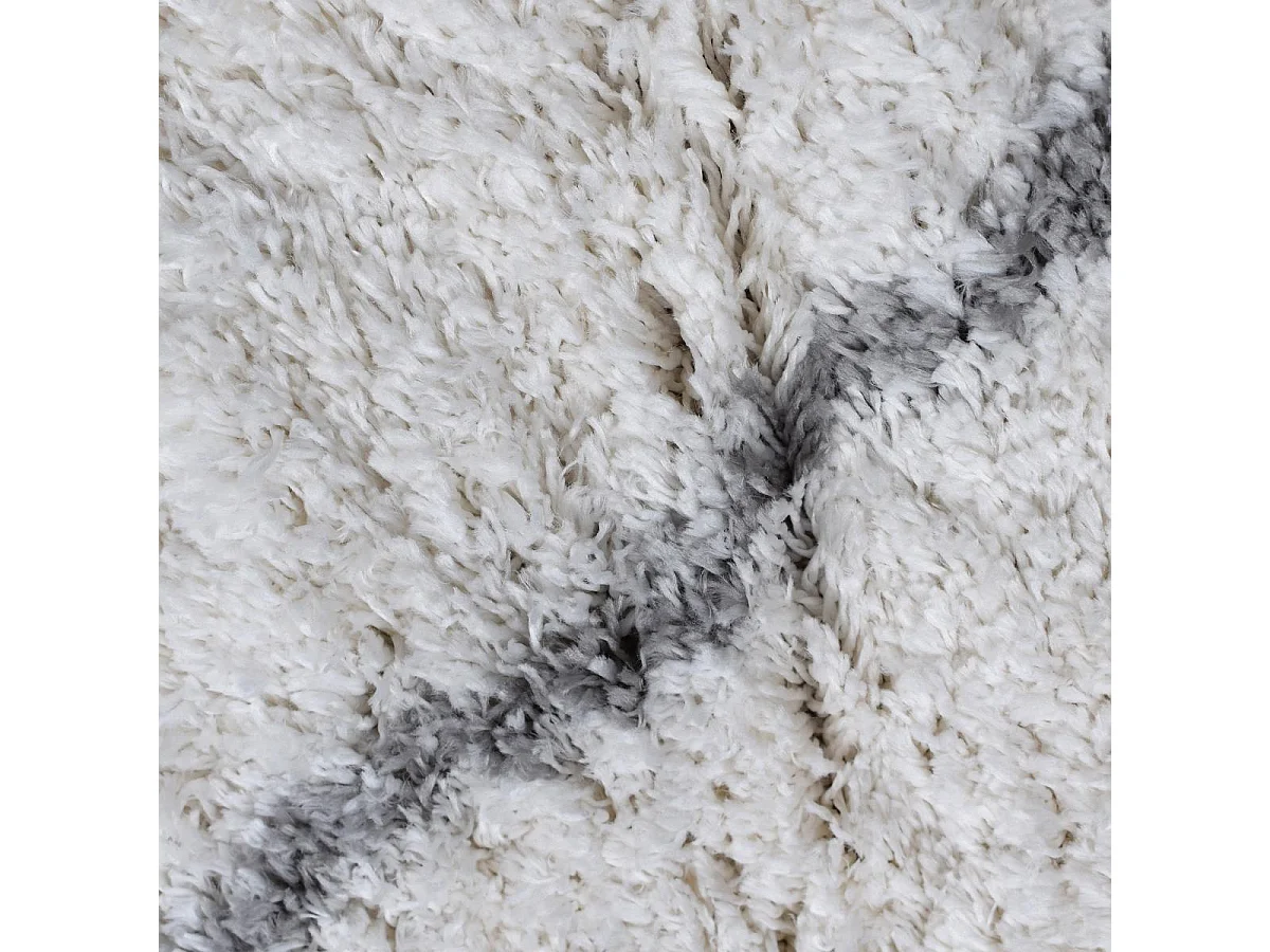 Tapis longs poils shaggy 160x220 rectangle tissé crème motif berbère LYN4 DOUX 6