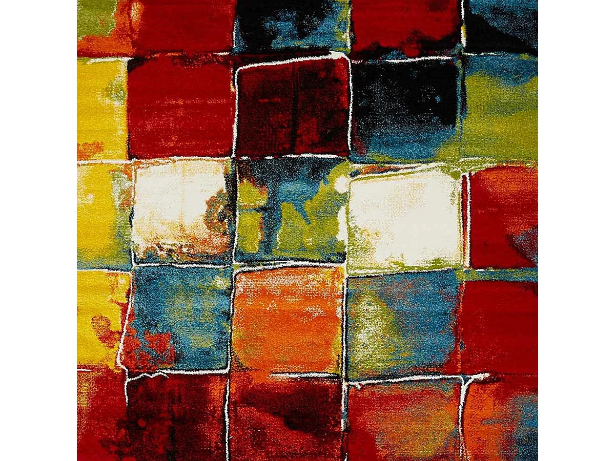 tapis salon 120x170 tissé multicolore rectangle motif géométrique BE 39