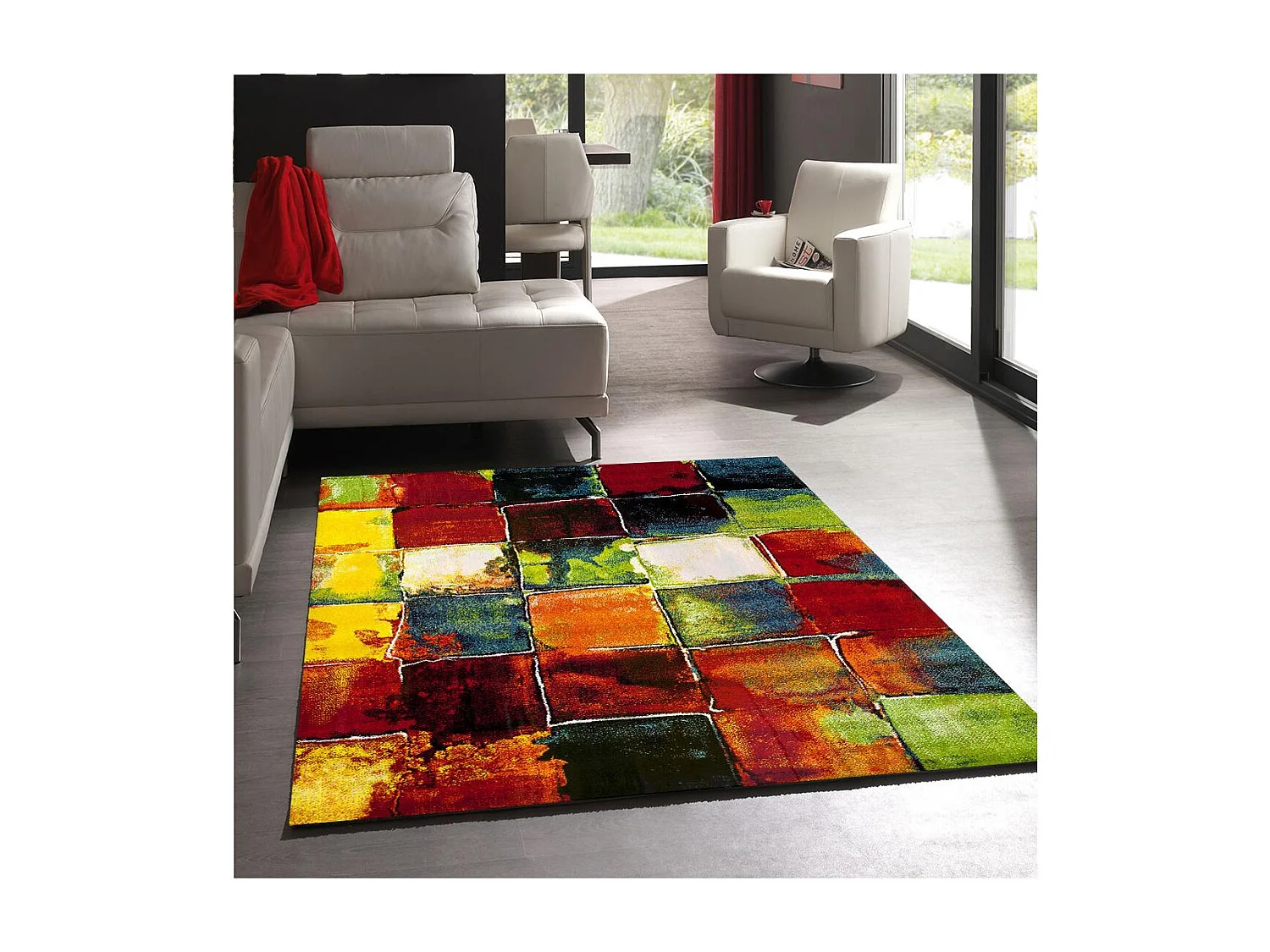 tappeto da soggiorno 120x170 tessuto motivo geometrico rettangolo multicolore BE 39