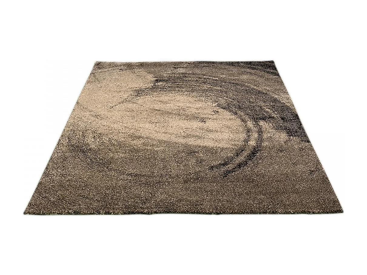 tapis entrée 80x150 tissé marron clair et foncé rectangle motif abstrait BINBA
