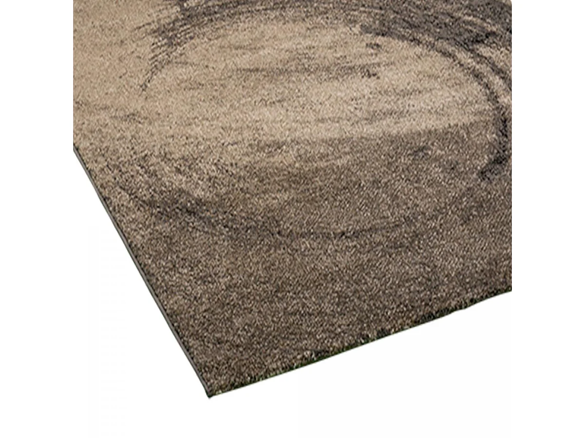 tapis entrée 80x150 tissé marron clair et foncé rectangle motif abstrait BINBA