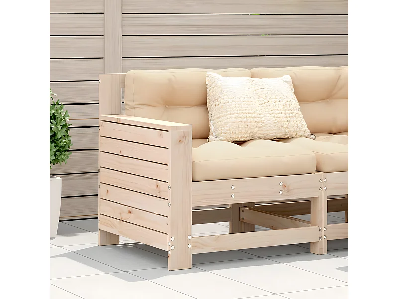 Canapé de jardin accoudoir avec coussin bois massif de pin