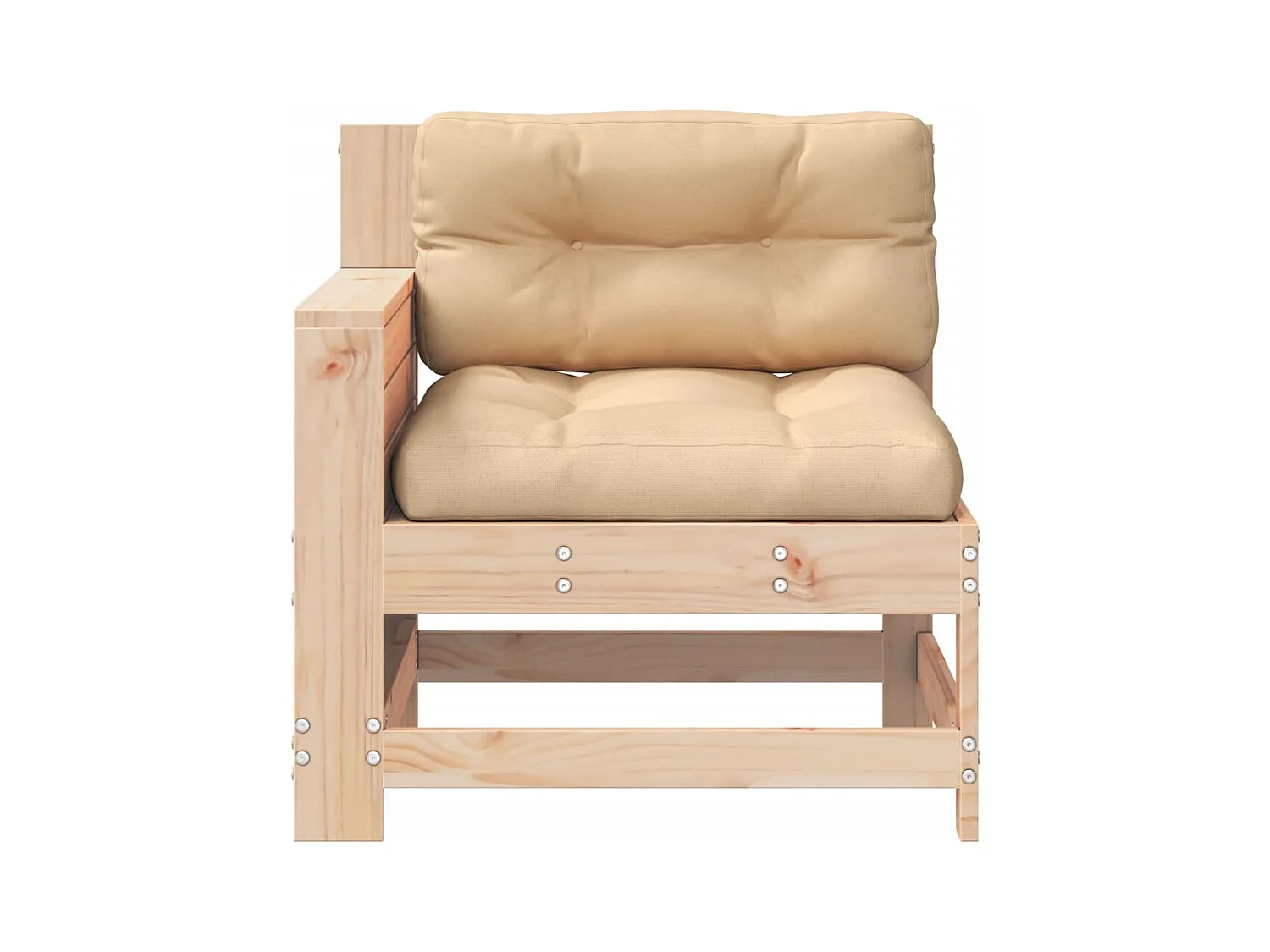 Armlehnen-Gartensofa mit Kissen aus massivem Kiefernholz