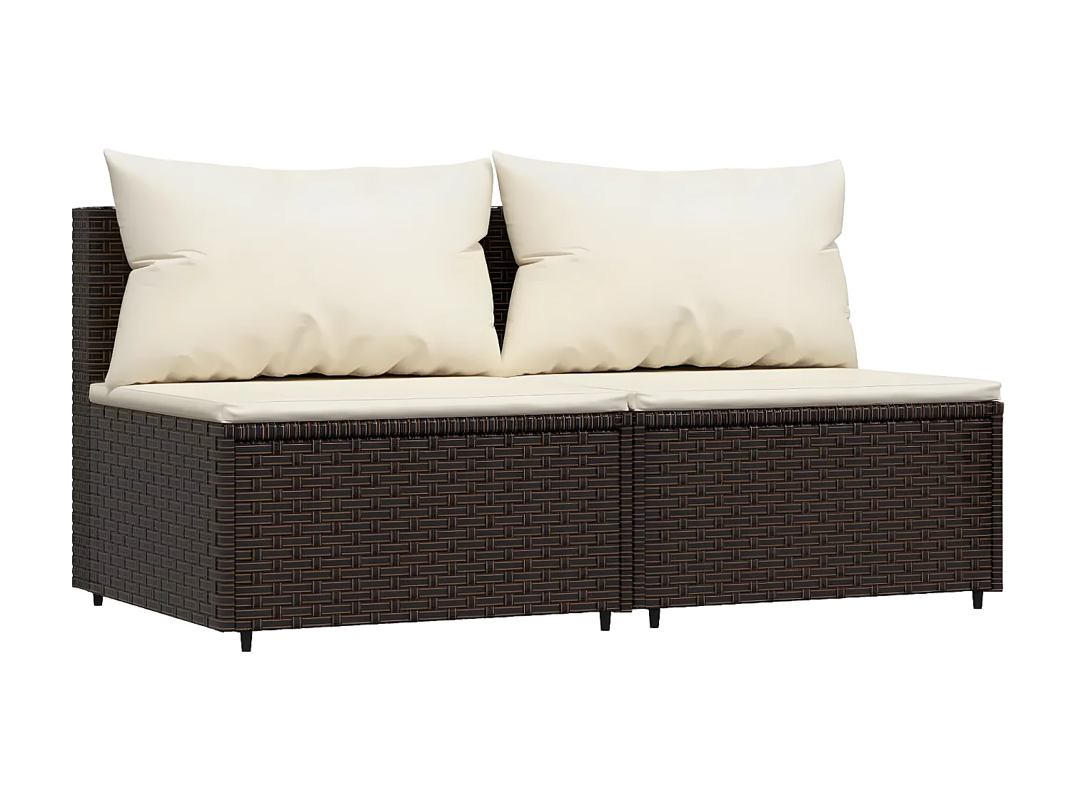 Canapés centraux de jardin coussins 2pcs marron résine tressée