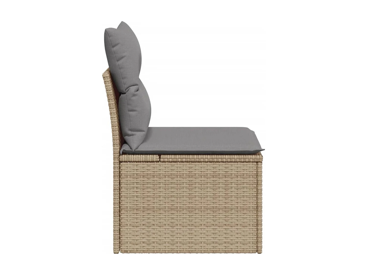 Canapé de jardin sans accoudoirs coussins beige résine tressée