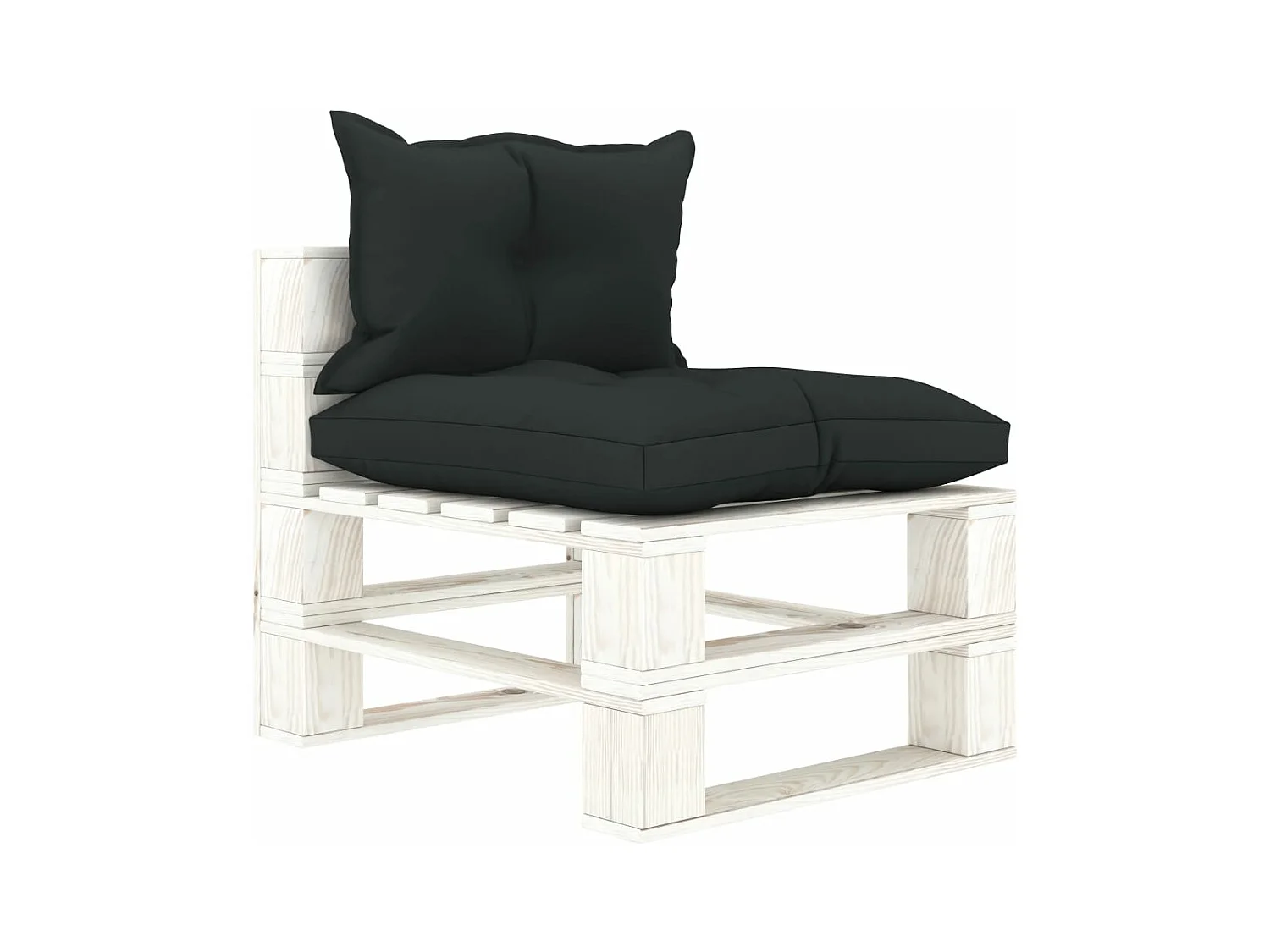 Canapé palette de milieu de jardin et coussins anthracite Bois
