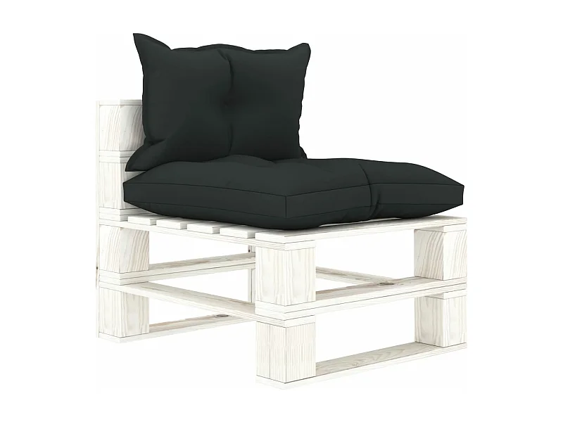 Canapé palette de milieu de jardin et coussins anthracite Bois