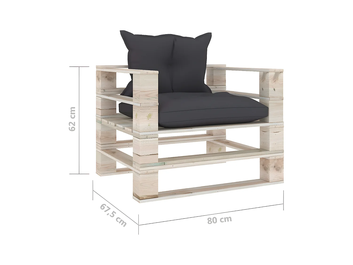 Canapé palette de jardin avec coussins anthracite Bois de pin