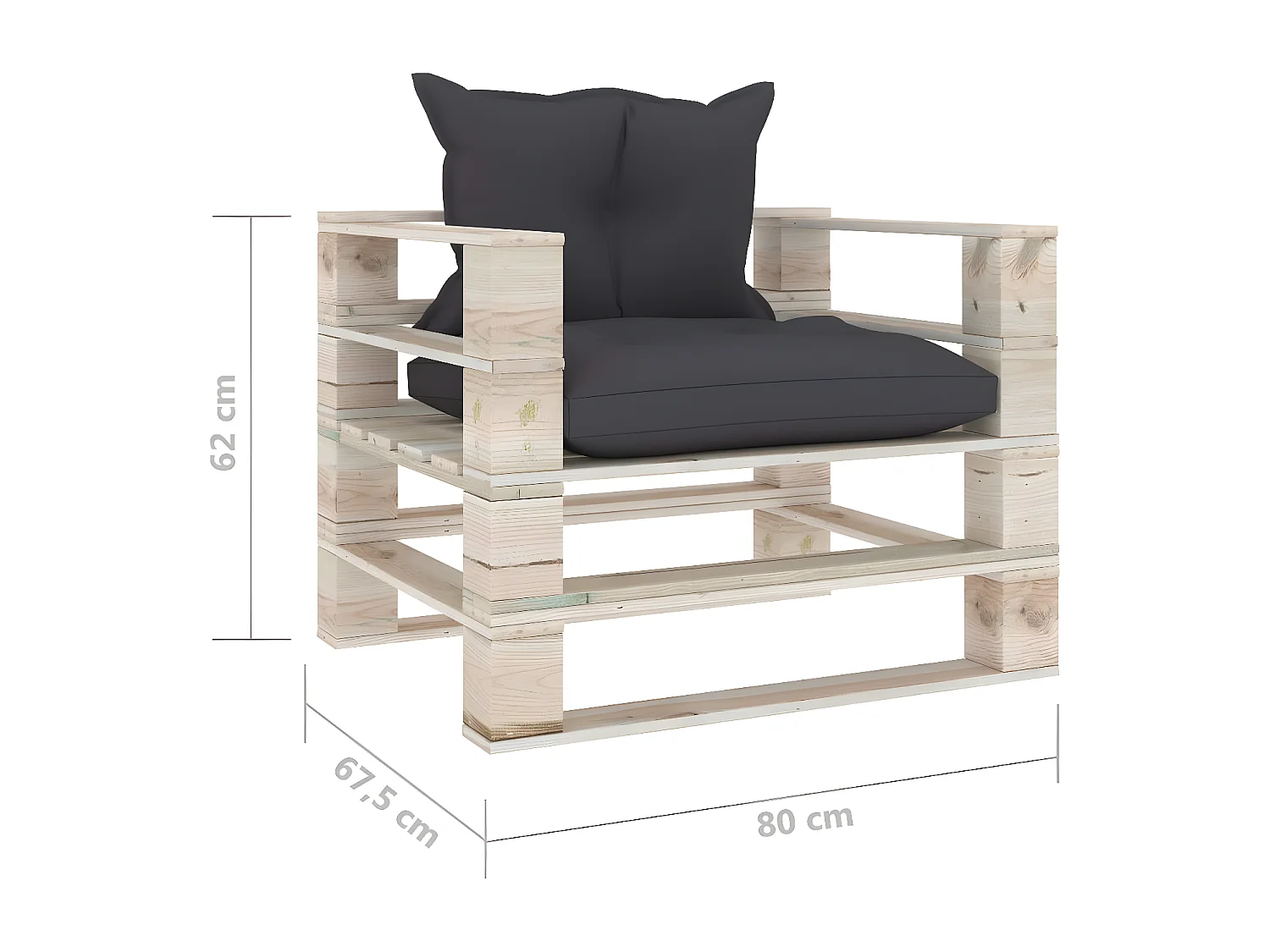 Canapé palette de jardin avec coussins anthracite Bois de pin