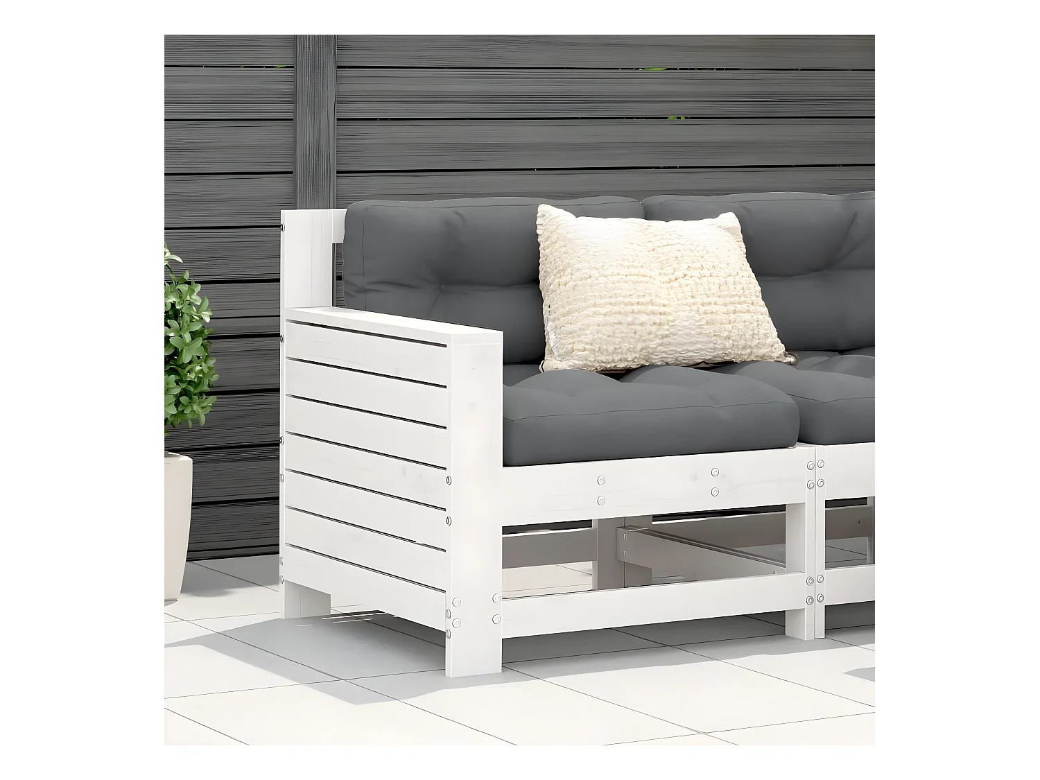 Canapé de jardin accoudoir blanc 69x62x70,5 cm bois pin massif
