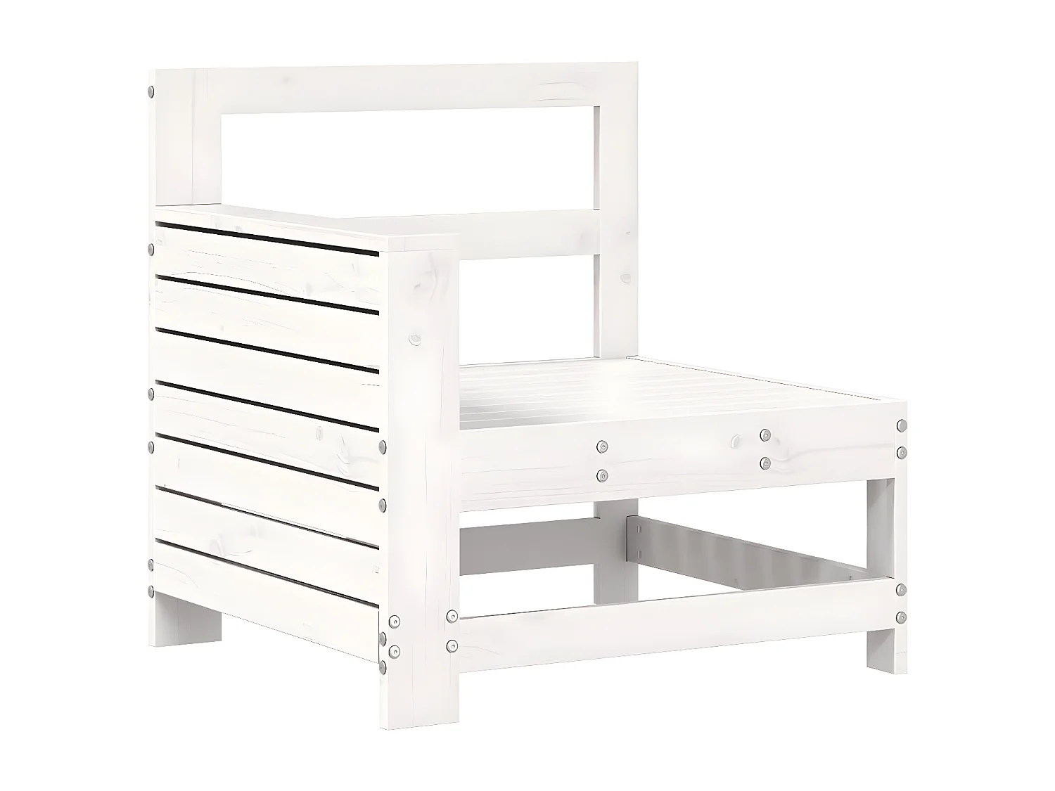 Sofá de jardín reposabrazos blanco 69x62x70,5 cm madera maciza de pino