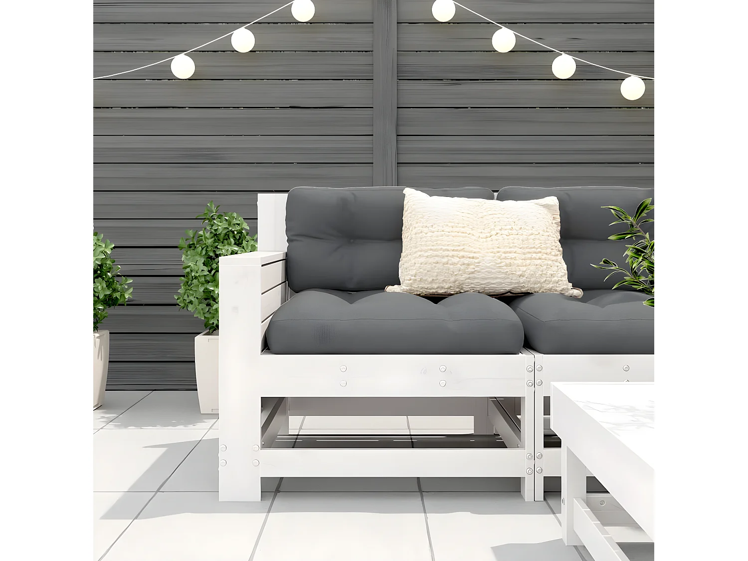 Sofá de jardín reposabrazos blanco 69x62x70,5 cm madera maciza de pino