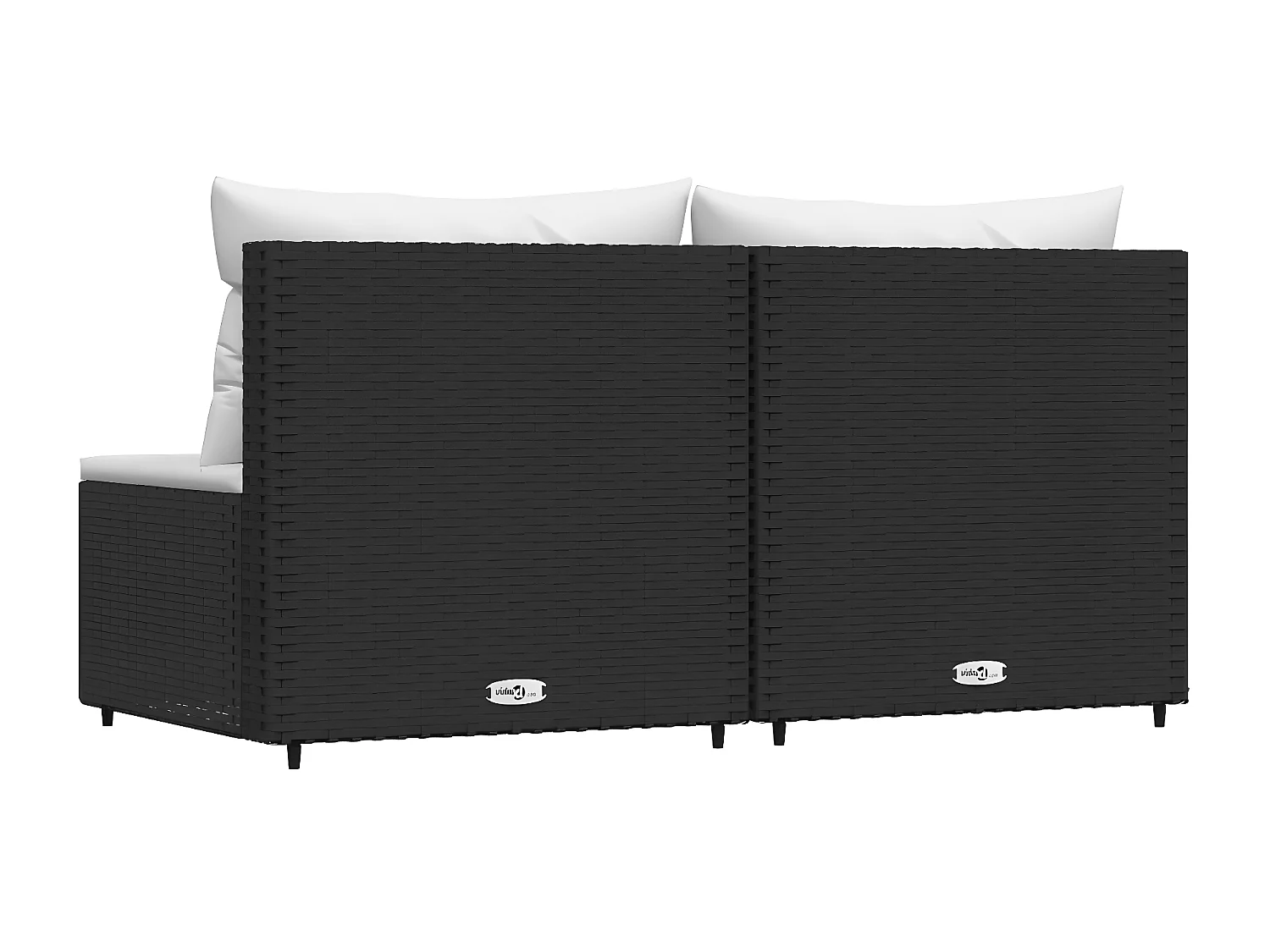 Sofás e almofadas centrais de jardim 2 unidades de vime de resina preta