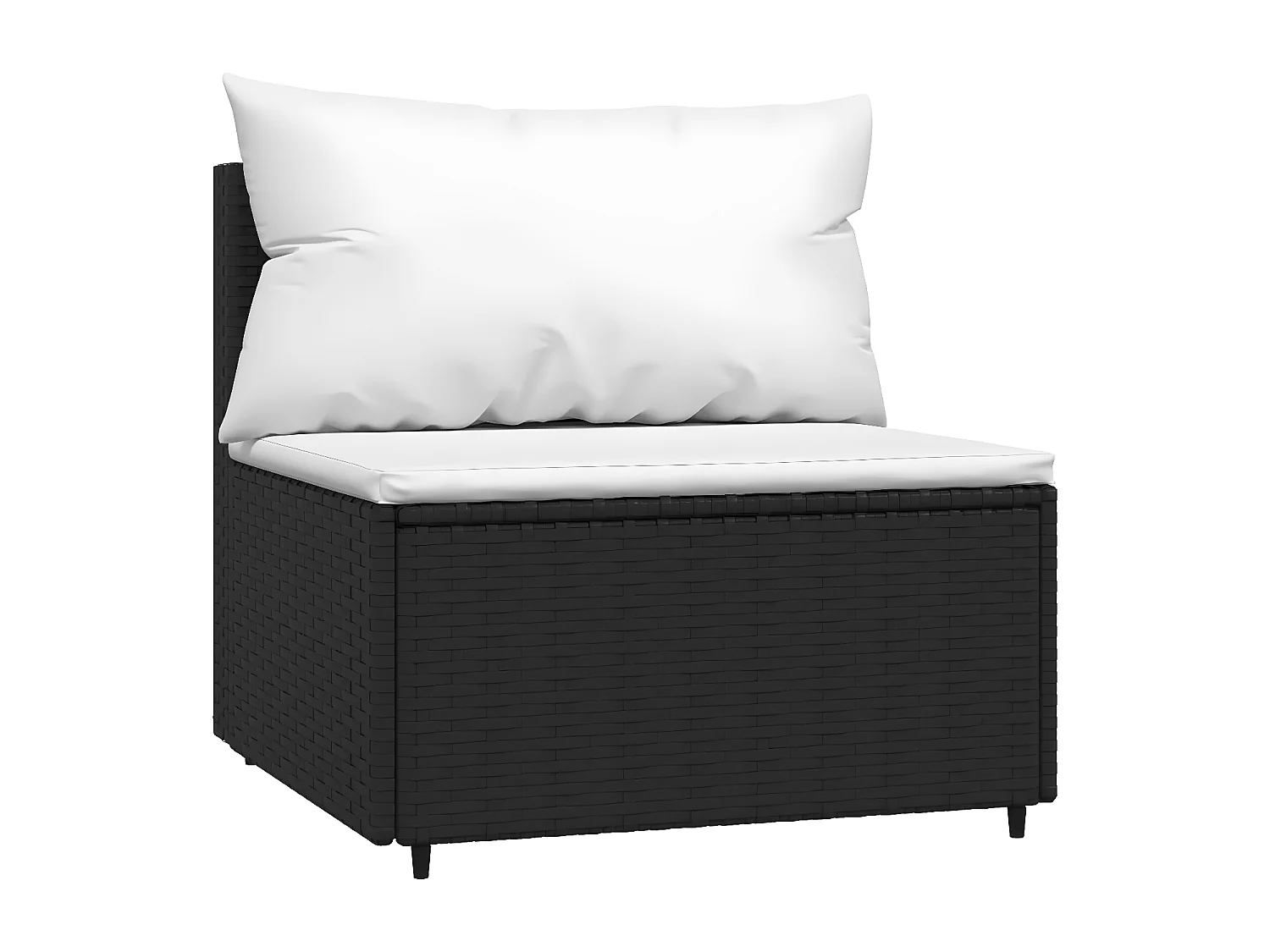 Sofás e almofadas centrais de jardim 2 unidades de vime de resina preta