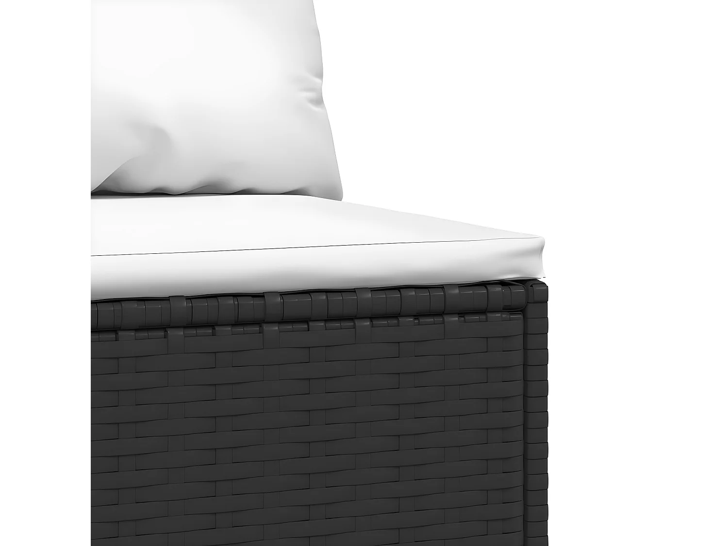 Sofás e almofadas centrais de jardim 2 unidades de vime de resina preta