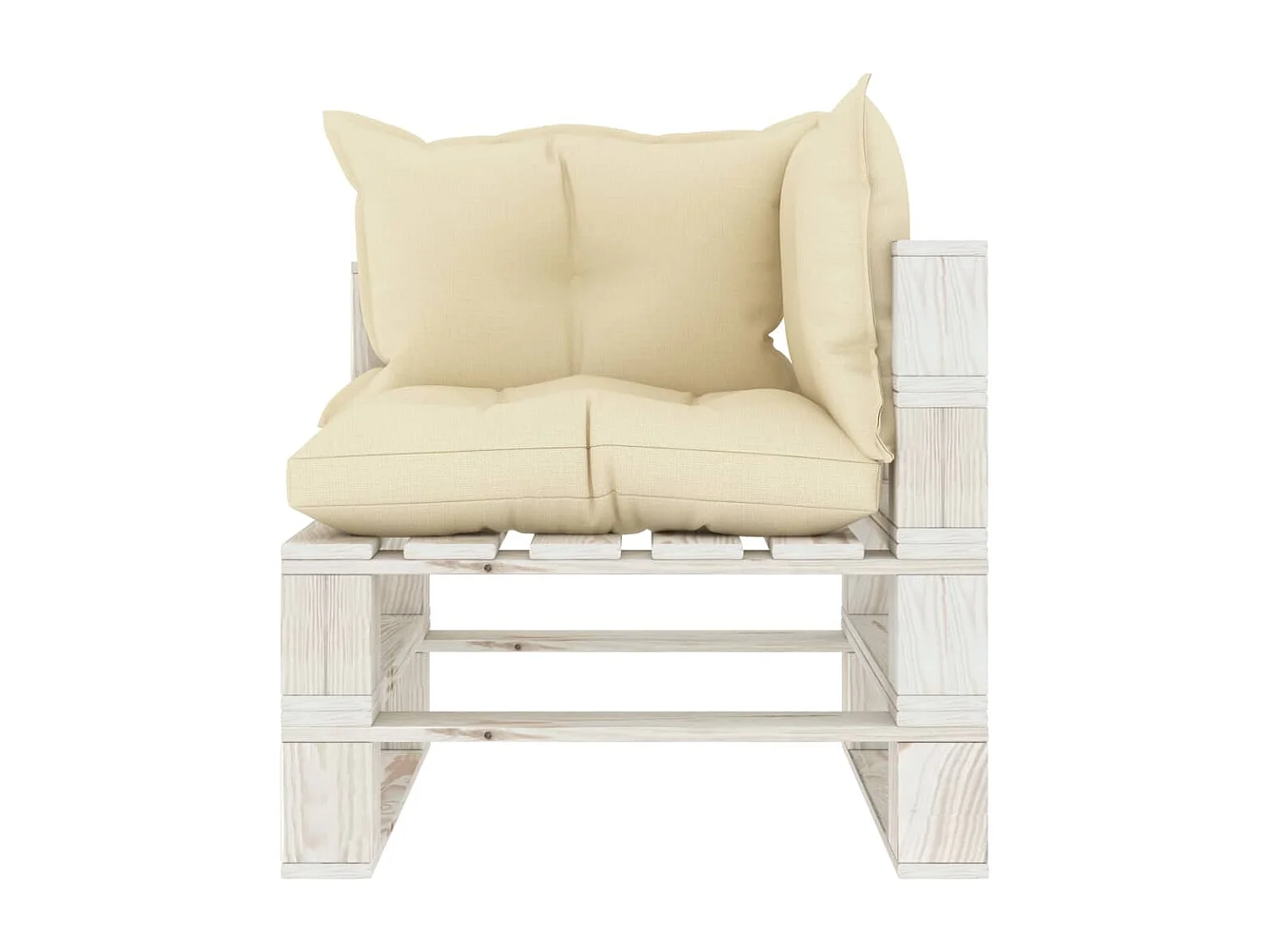 Canapé d'angle palette de jardin avec coussins crème Bois