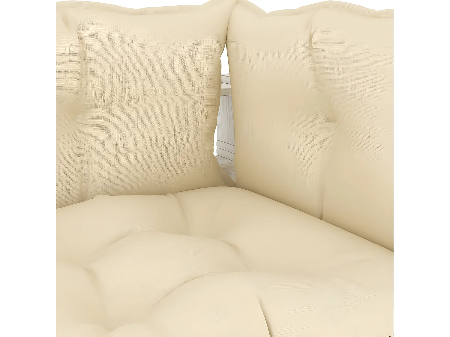 Canapé d'angle palette de jardin avec coussins crème Bois