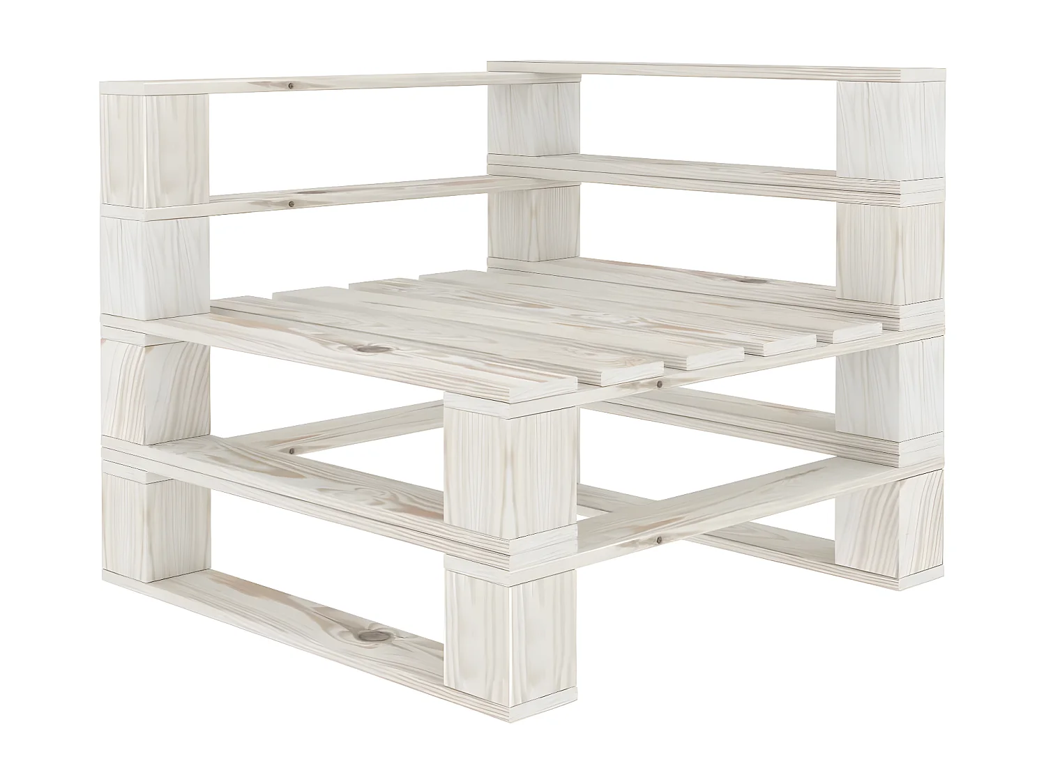 Canapé d'angle palette de jardin avec coussins crème Bois