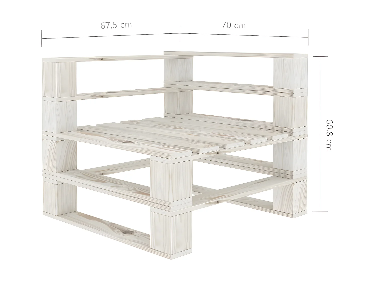 Canapé d'angle palette de jardin avec coussins crème Bois