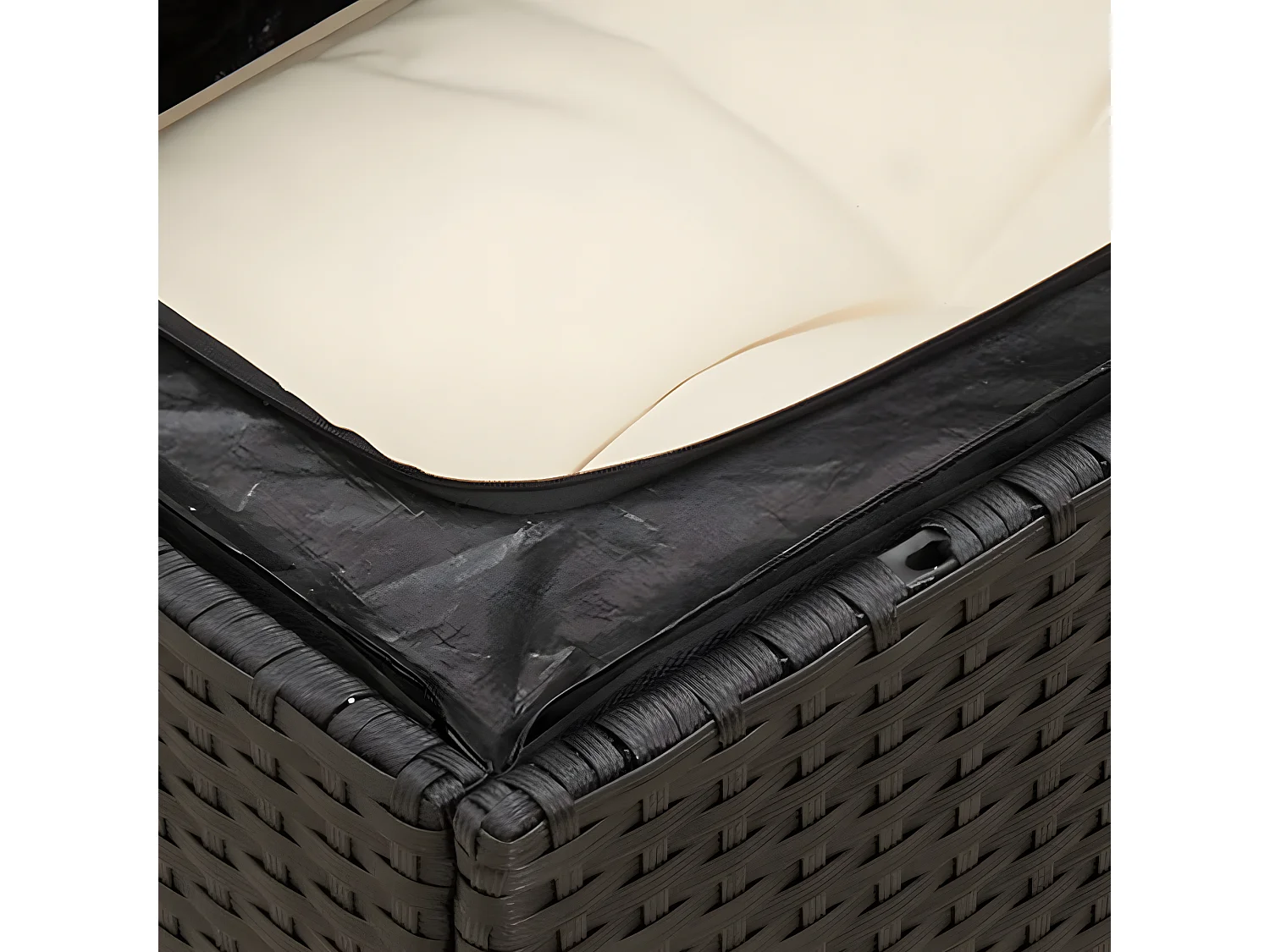 Canapé d'angle de jardin avec coussins noir résine tressée