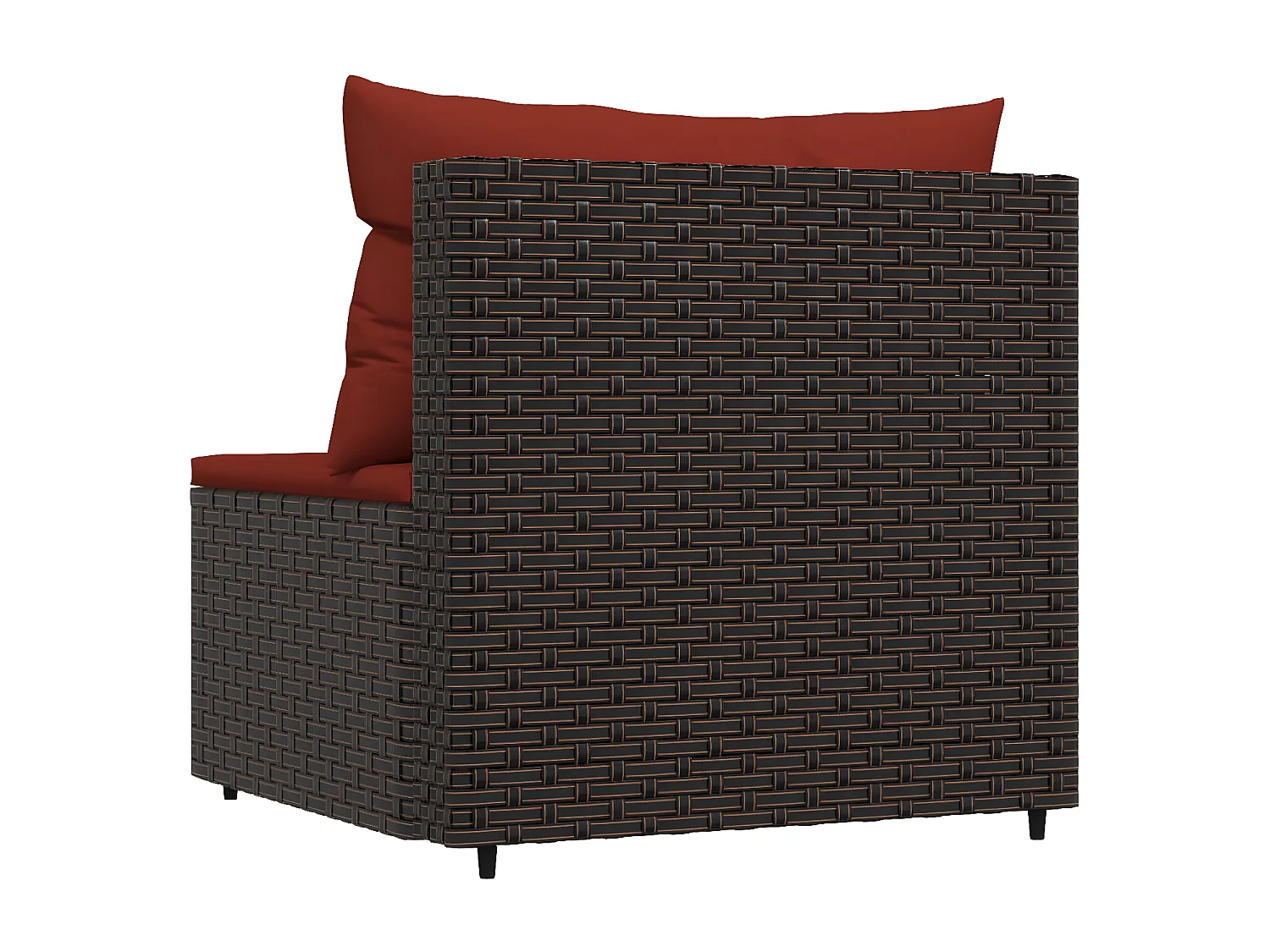 Canapé central de jardin avec coussins marron résine tressée