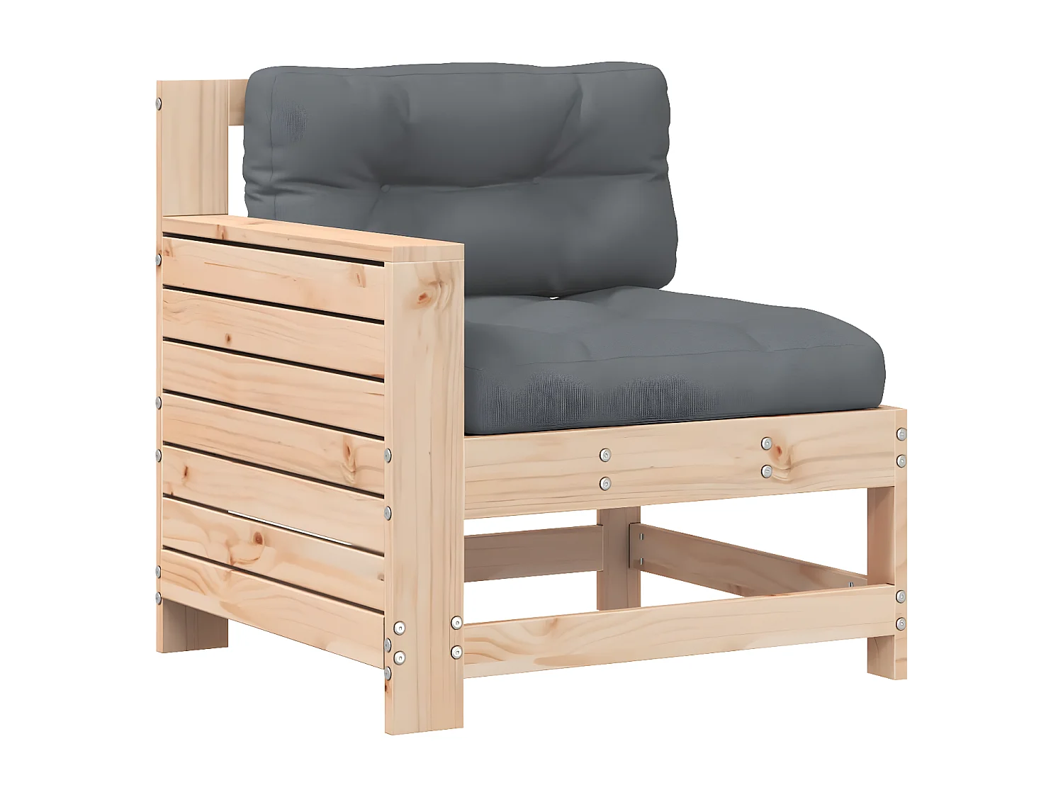 Canapé de jardin accoudoir avec coussin bois massif de pin