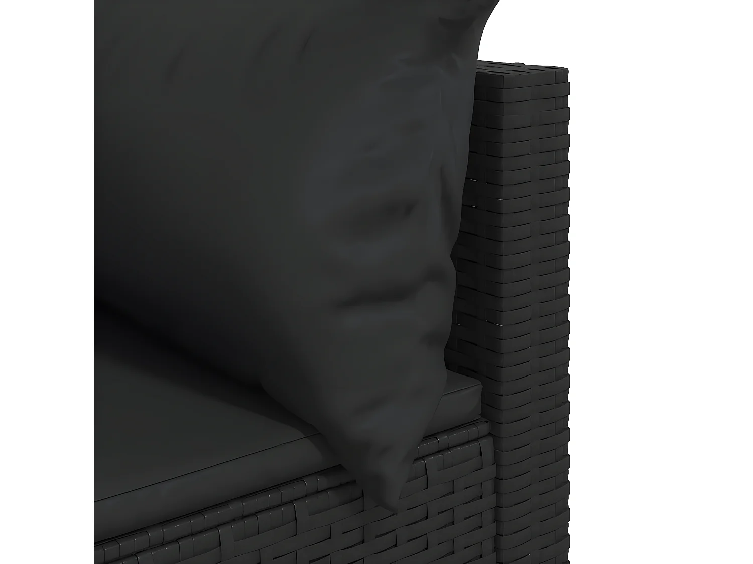 Canapé d'angle de jardin avec coussins Noir Résine tressée