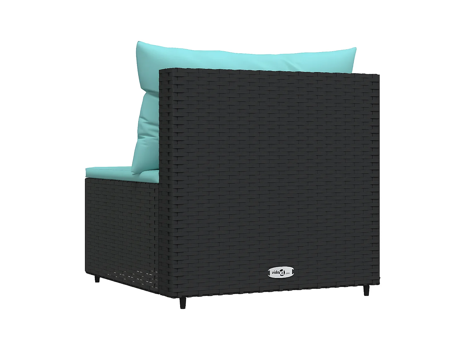 Canapé central de jardin avec coussins noir résine tressée