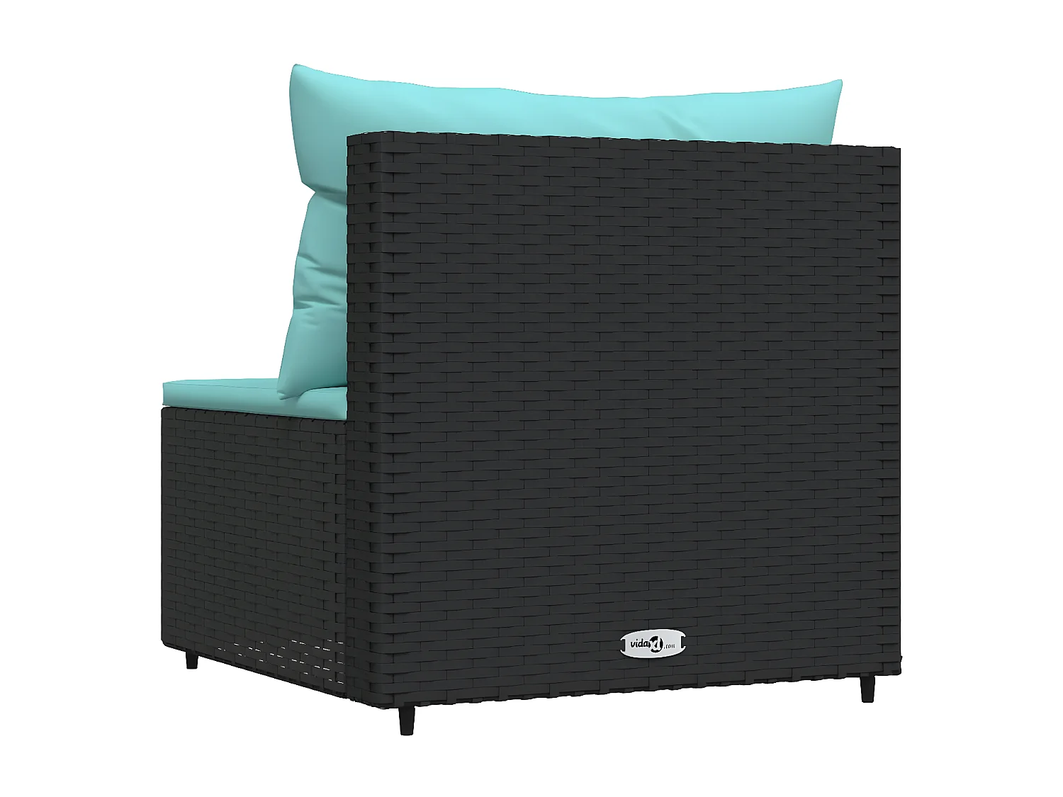 Canapé central de jardin avec coussins noir résine tressée